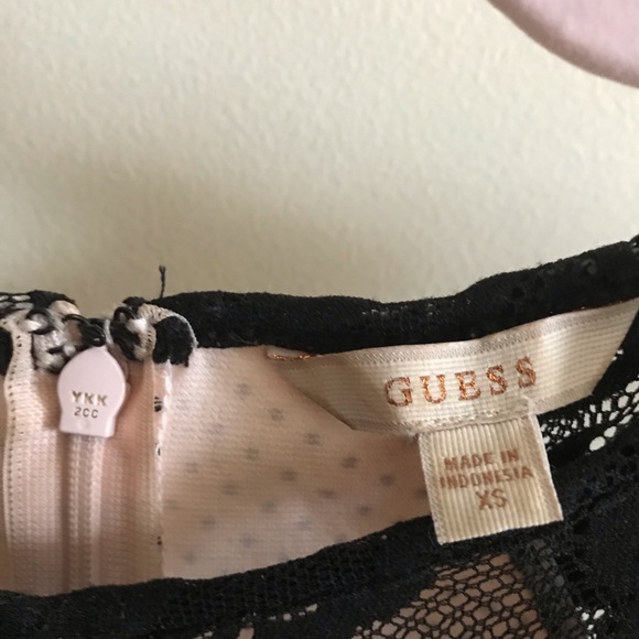 GUESS Baby Pink & Black lace peplum tank top. - Picture 5 of 5